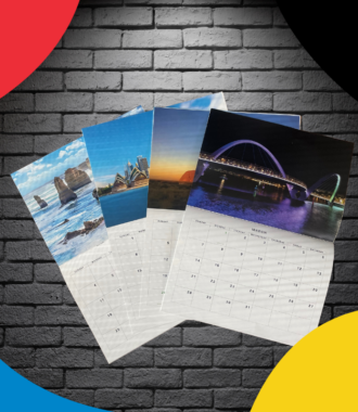 Saddle stitch stapled wall calendar prints